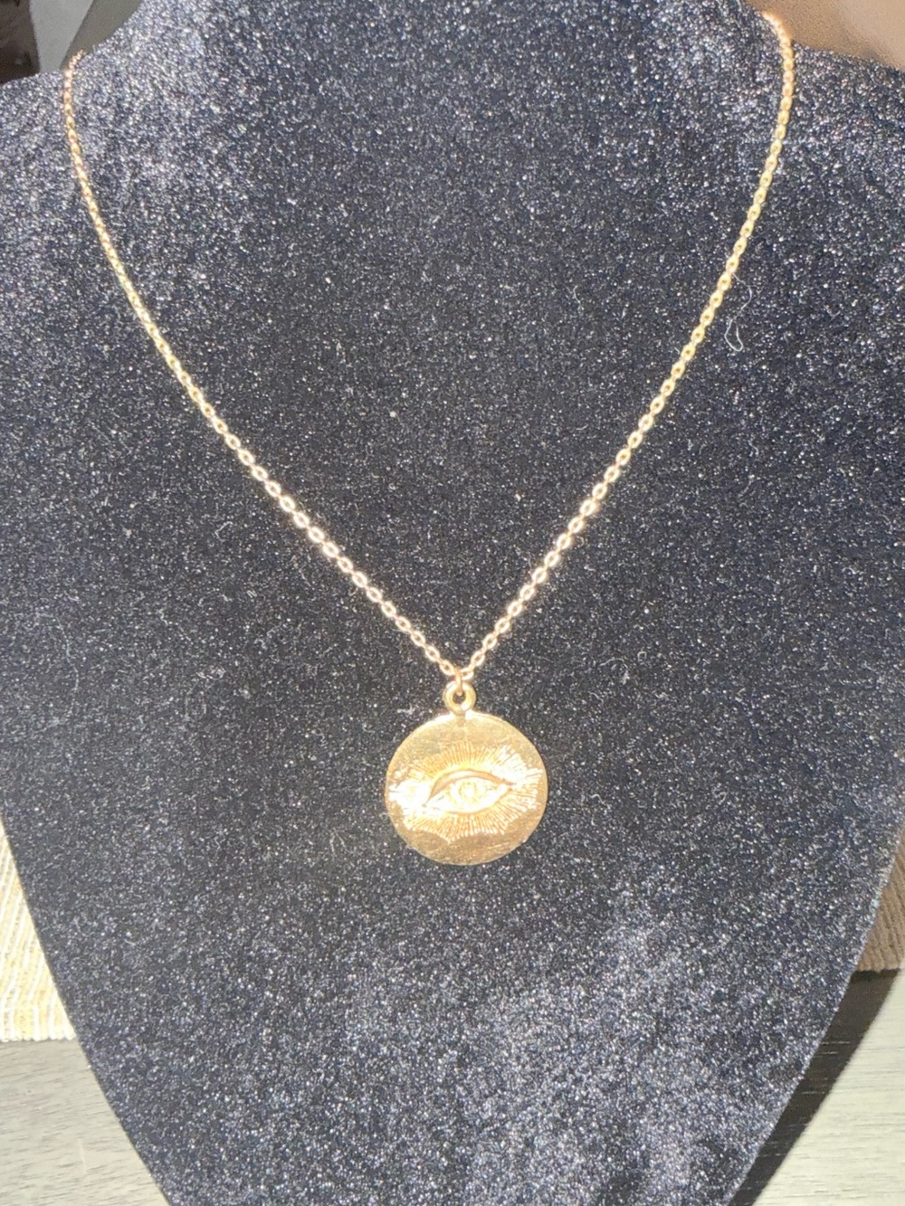 Gold Eye Motif Coin Pendant Necklace - Women's Jewelry